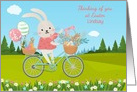 Customize Thinking of You at Easter Bunny On Bicycle in Spring card