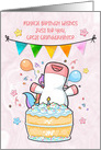 For Great Granddaughter Happy Unicorn with Birthday Cake card