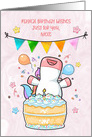 For Niece Happy Unicorn with Birthday Cake card