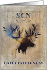 For Son on Father’s Day Rustic Watercolor Deer card