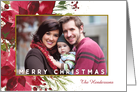 Watercolor Red Poinsettia Christmas Photo card