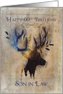 For Son in Law 60th Birthday with Rustic Watercolor Deer card