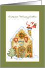 Festive Home with Santa in Chimney card