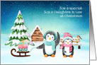 For Son & Daughter in Law Christmas Winter Penguins card