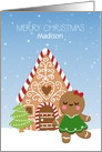 Customize Merry Christmas with Gingerbread Girl and House card