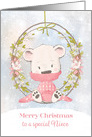 For Niece Sweet Winter Bear with Wreath card