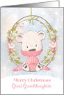 For Great Granddaughter Sweet Winter Bear with Wreath card