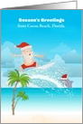 Customize Season’s Greetings with Surfing Santa card