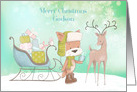 For Godson Winter Fox with Sled and Reindeer card