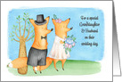 For Granddaughter & Husband Whimsical Wedding Day Foxes card