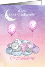 Congratulations on Great Granddaughter Sleeping Bear with Moon & Stars card