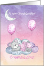 Congratulations on New Granddaughter Sleeping Bear with Moon & Stars card
