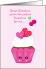 For Great Grandson Valentine with Pink Cupcake card