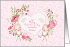 For Granddaughter & Husband Valentine’s Day, Bunnies and Pink Flowers card