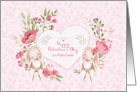 For a Perfect Couple on Valentine’s Day, Bunnies and Pink Flowers card