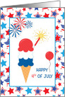 Fourth of July Wishes with Ice Cream Cone & Stars card