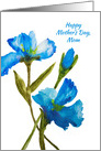 Mothers Day for Mom Blue Watercolor Irises card