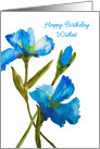 Birthday Wishes Blue Watercolor Irises card