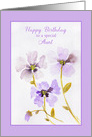 For Aunt Happy Birthday with Purple Pansies card