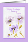 For Cousin Happy Birthday with Purple Pansies card