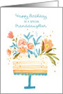 For Granddaughter Birthday Cake Topped with Flowers card