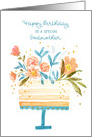 For Godmother Birthday Cake Topped with Flowers card