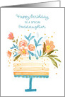 For Goddaughter Birthday Cake Topped with Flowers card