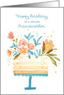 For Grandmother Birthday Cake Topped with Flowers card