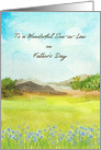 For Son in Law on Fathers Day Watercolor Mountain Landscape card