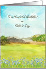 For Godfather on Fathers Day Watercolor Mountain Landscape card