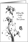 Sympathy in Time of Sorrow Black and White Floral card