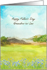 For Grandson in Law on Fathers Day Watercolor Mountain Landscape card