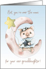 New Granddaughter Congratulations with Sweet Pig on Crescent Moon card