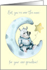 New Grandson Congratulations with Cute Rhino on Crescent Moon card