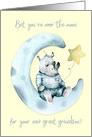 New Great Grandson Congratulations with Cute Rhino on Crescent Moon card