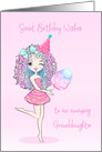 Birthday For Granddaughter Sassy Young Adult with Colorful Hair card