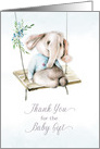 Thank You for Baby Gift Elephant on Wooden Swing card