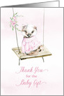 Thank You for Baby Gift Girl Badger on Wooden Swing card