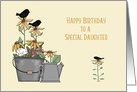 Daughter Birthday Prim Birds and Sunflowers card