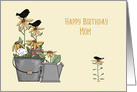 Mom Birthday Prim Birds and Sunflowers card