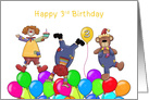 Third Birthday Clowns card