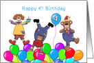 Fourth Birthday Funny Clowns card