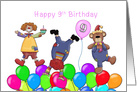Ninth Birthday Circus Clowns card