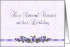 Birthday Cousin Purple Pansies card