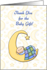 Thank You Baby Gift - Sleeping Baby on Crescent Moon card