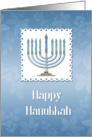 Happy Hanukkah, Blue Menorah Card
