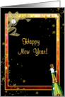 Happy New Year, Champagne, Clock, Stars card