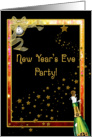 New Year’s Eve Party, Champagne, Clock, Stars card