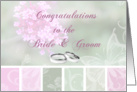 Congratulations, Bride, Groom, Soft Pink Green Floral card