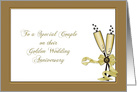 Golden Wedding Anniversary, Champagne Glasses card